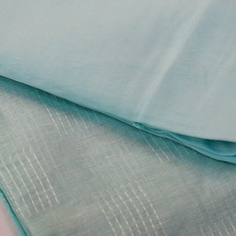 Pure linen unstitched kurta & bottom fabric- Light turquoise